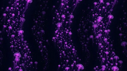 Purple Glowing Particles on Dark Background.