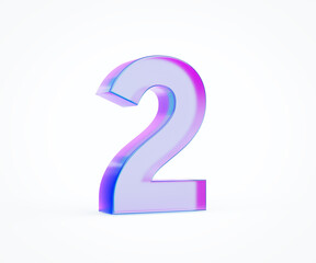 Naklejka premium Purple Digit 2 or Two isolated on white background. 3d Illustration