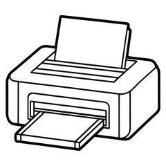 Printer outline coloring book page line art vector on white background