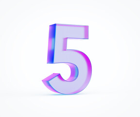 Fototapeta premium Purple Digit Five or 5 isolated on white background. 3d Illustration
