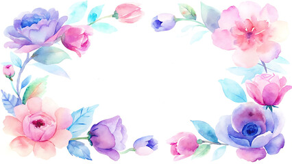 Soft Watercolor Floral Frame Border
