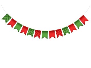 Christmas pennant banner isolated on white background