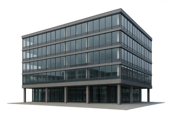 Fototapeta premium Modern office building with glass facade on transparent background, symbolizing business architecture and commercial real estate