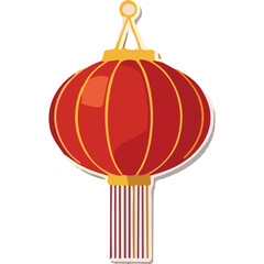 Fototapeta premium Vibrant Red Chinese Lantern with Yellow Accents