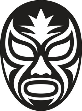 Luchador mask silhouette vector, mexican wrestling face icon, lucha libre symbol isolated on white background