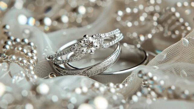 Video A pair of wedding rings placed on a clean white surface, perfect for any occasion where you need to display your love and commitment