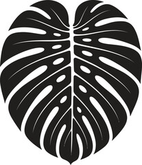 Monstera leaf silhouette vector, tropical botanical foliage icon isolated on white background