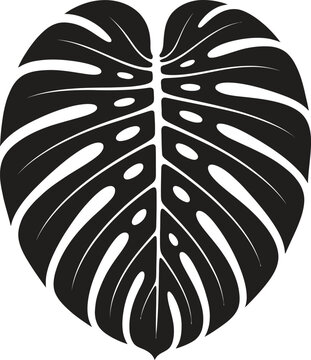 Monstera leaf silhouette vector, tropical botanical foliage icon isolated on white background