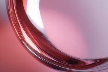Fototapeta premium Abstract circular reflection with soft pink and silver tones for artistic and creative projects