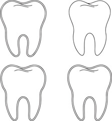 Obraz premium Set of Teeth bags Outline vector illustration isolated On Transparent Background