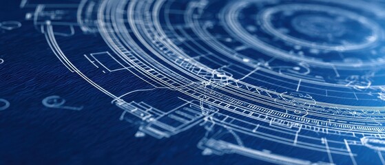 The Blueprint Interface of Futuristic Circular Technical Schematic for Digital Engineering and Design