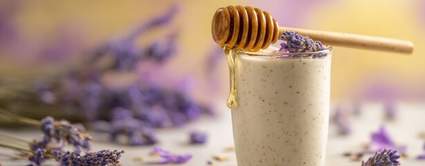 The Yogurt Parfait with Lavender and Honey Drizzle in Rustic Glass