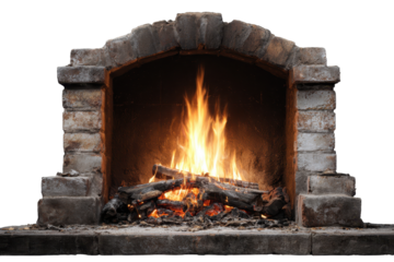 Warm fire burns in a rustic stone fireplace with logs stacked for a cozy atmosphere during cold evenings