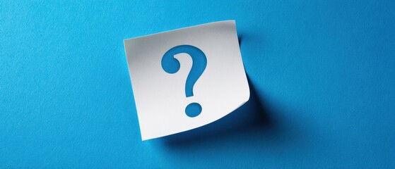 The Question Mark on a White Sticky Note Over a Bright Blue Background