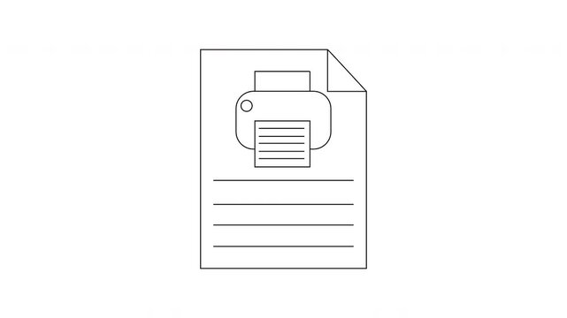 An illustration showing a document with a printer icon on top and lines indicating text on the page