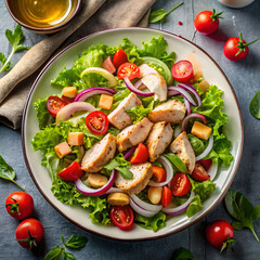 salad with vegetable and chicken