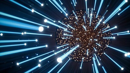 An abstract representation of light beams and particles creating a dynamic cosmic scene, evoking feelings of innovation and exploration. - Powered by Adobe