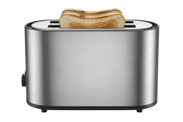 Modern stainless steel toaster with bread inserted