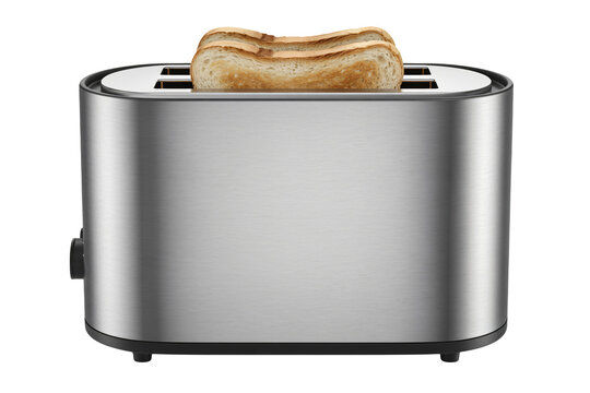 Modern stainless steel toaster with bread inserted