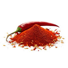 Red Chili Powder and Pepper isolated on a transparent background
