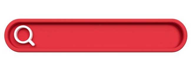 Red search bar with magnifying glass icon isolated on a transparent background 1