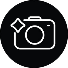 Camera icon on black circle background