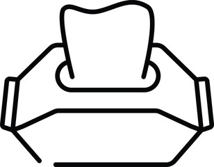 Simple outline icon of wet wipes
