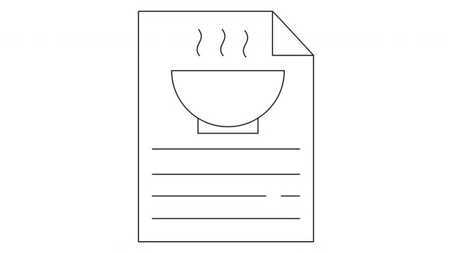 Outlined menu featuring a bowl above written lines on white