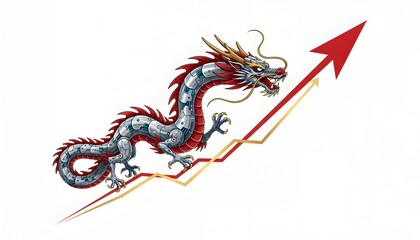 Fototapeta premium Rising Mecha Dragon business growth graph concept