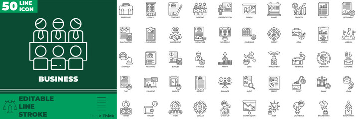 Fototapeta premium Business Line Editable Icons set.