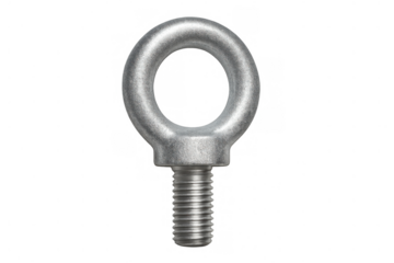 Metal eyebolt with threaded shaft, heavy duty hardware and industrial fastener for lifting and securing, transparent background