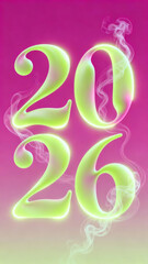 Futuristic Psychedelic 2026 Numeric Form With Sleek Organic Geometry Style