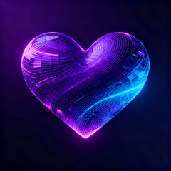 Modern heart shape with smooth geometric lines in deep purple