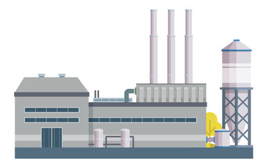 Energy Power Plant or Heavy Industry Facility &ndash; Flat Vector Illustration