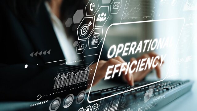 Business Professional Focused on Increasing Operational Efficiency with Innovative Digital Tools and Technologies. Asymptotic smart data analytic.