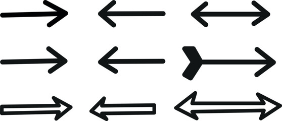 A collection of black arrows on a white background