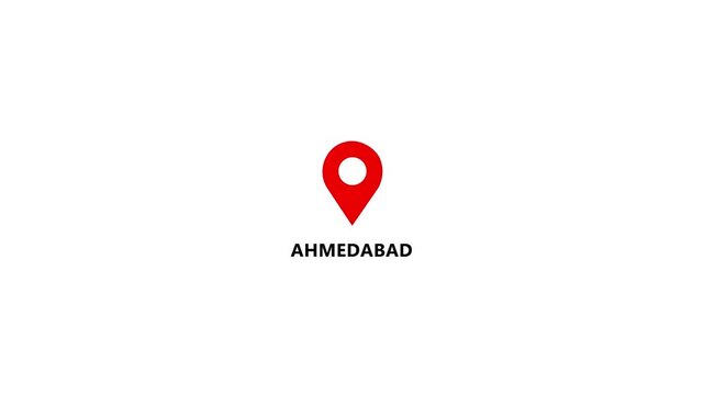 Location of the city of Ahmedabad ,the name of the place with the location has been displayed. GPS location tracking icon. Location pin icon search location idea for travel map pointer icon. 4k