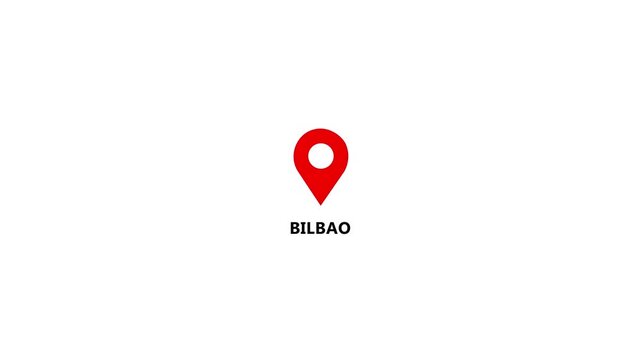 Location of the city of Bilbao ,the name of the place with the location has been displayed. GPS location tracking icon. Location pin icon search location idea for travel map pointer icon. 4k