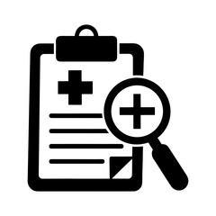 Medical Checkup Report Clipboard Search Icon.