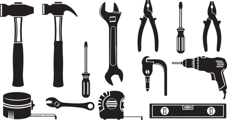 Obraz premium Collection of essential tools for construction and repair work