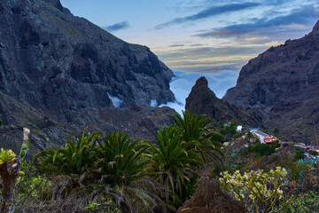 Masca village in morning mist