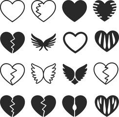 set of heart icons