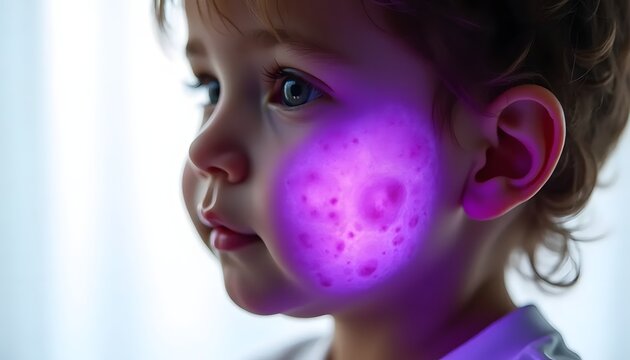 Atopic dermatitis visualization on child's skin for pediatric dermatology and allergy education.