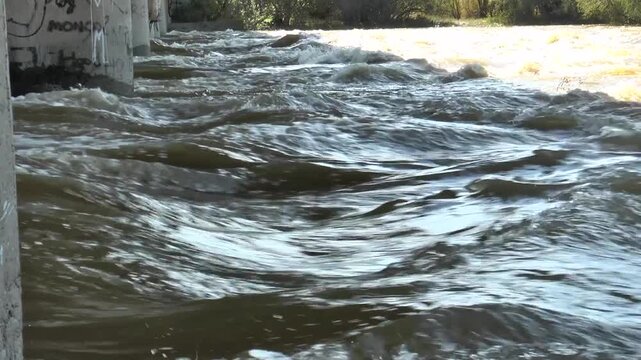 Stormy Mongolian river Tuul gol.