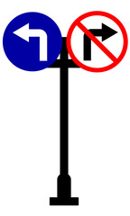Turn left no turn right roadsign vector illustration for educational purpose ready to print or digital usage
