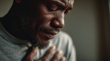 The Weight of Emotion: A man bears the invisible burden of mental and emotional struggles. He embodies the raw essence of human experience.