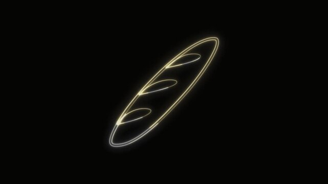Baguette Icon Neon Seamless Loop 4K with Black Background Animated Promotional Typography for Video Editing