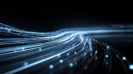 Abstract Fiber Optics: A vibrant display of illuminated fiber optic strands forming a dynamic and modern visual.