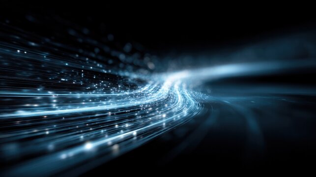 Digital Flow: A stunning display of data streaming in a vibrant, futuristic flow, suggesting the velocity of modern technology and seamless connectivity. - Powered by Adobe