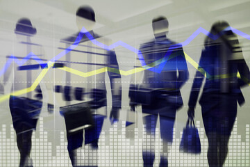 Businesspeople analyzing data and growth charts on digital screen for financial success